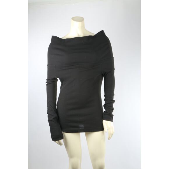 ROSETTA GETTY T-Shirt Black Cotton Off Shoulder Long Sleeve Stretch Size S - Picture 4 of 14